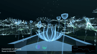 Object meditation interface with breathing and concentration diagrams.