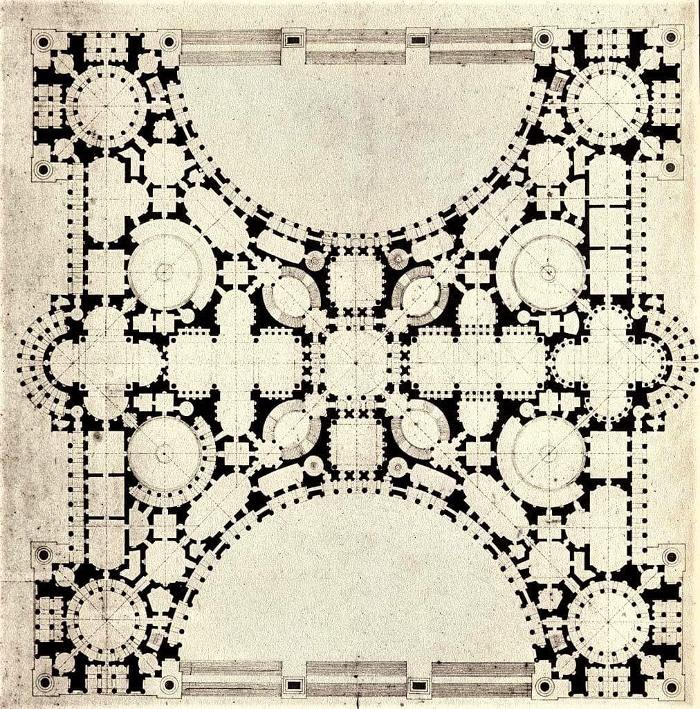 Marie-Joseph Peyre's original 18th-century floor plan drawing.