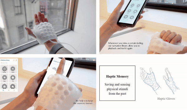 Recording a tactile sensation as an inflation pattern in the companion app.