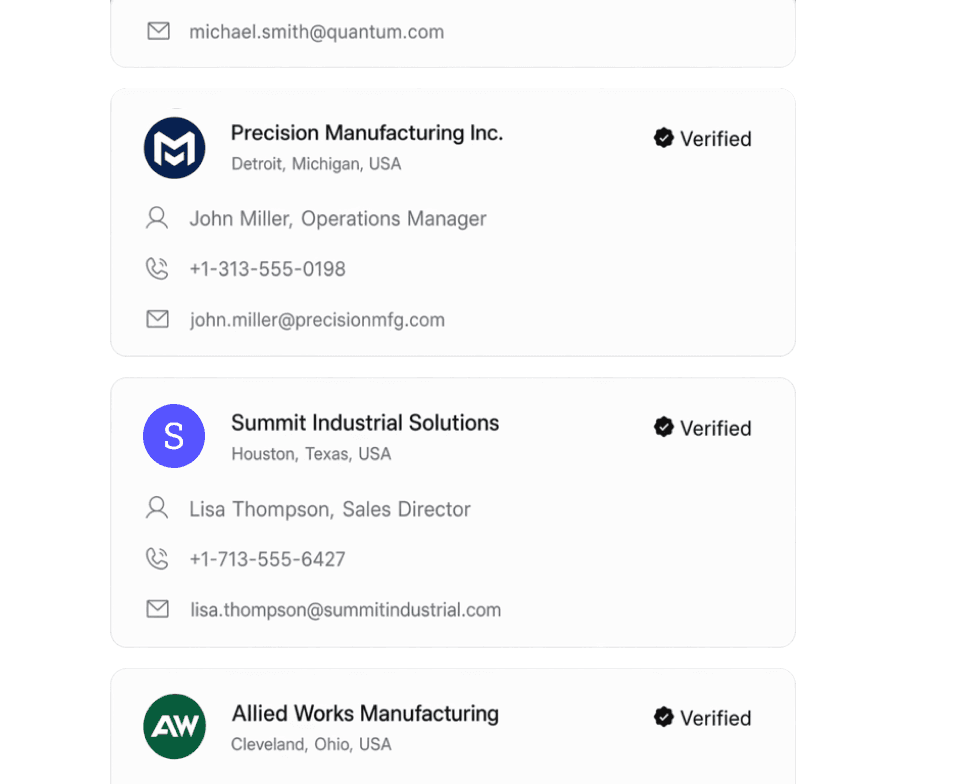 Mersel AI verified company contacts handed to sales.